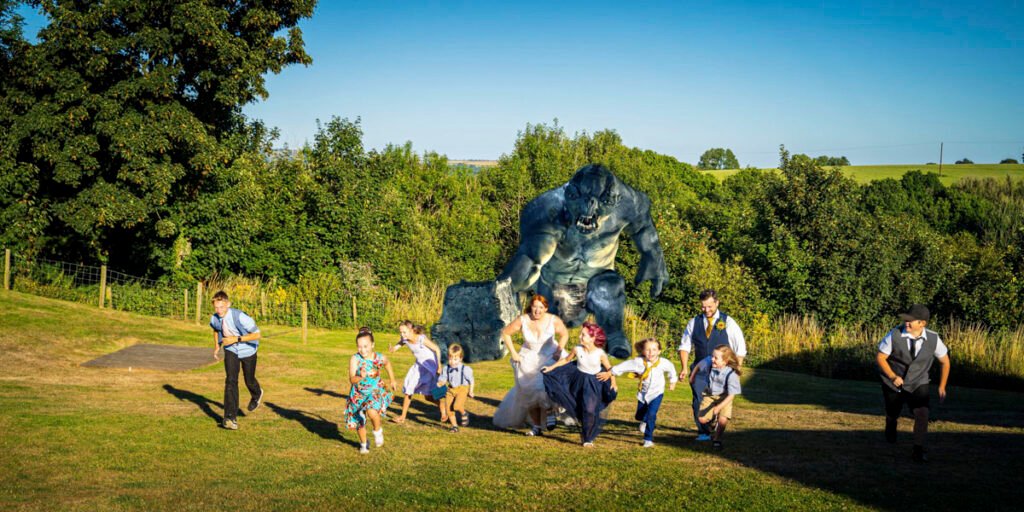 fun wedding shot at The Green Cornwall wedding venue