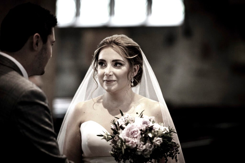 bride portrait during the wedding vows