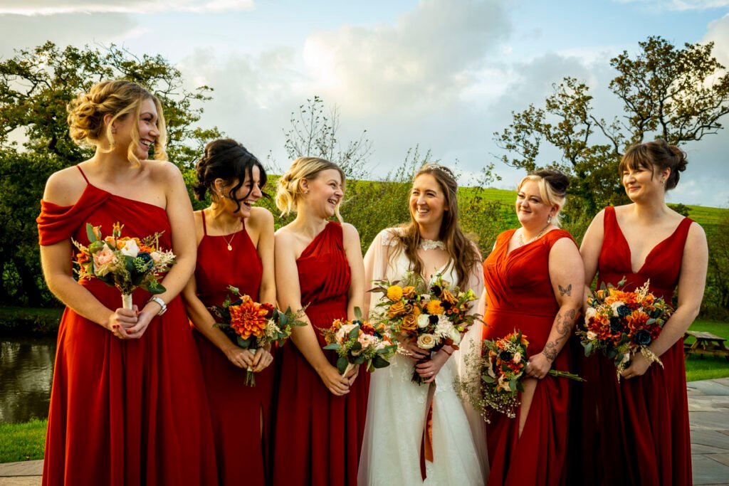 Bride and Bridesmaids at The barn at Pengelly Cornwall