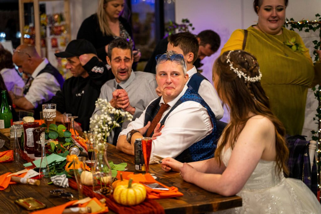 wedding reception shot at The barn at Pengelly Cornwall