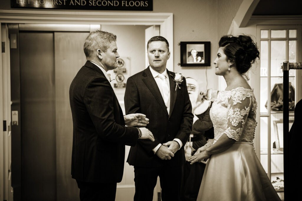 Bride Groom and Best man wedding photograph