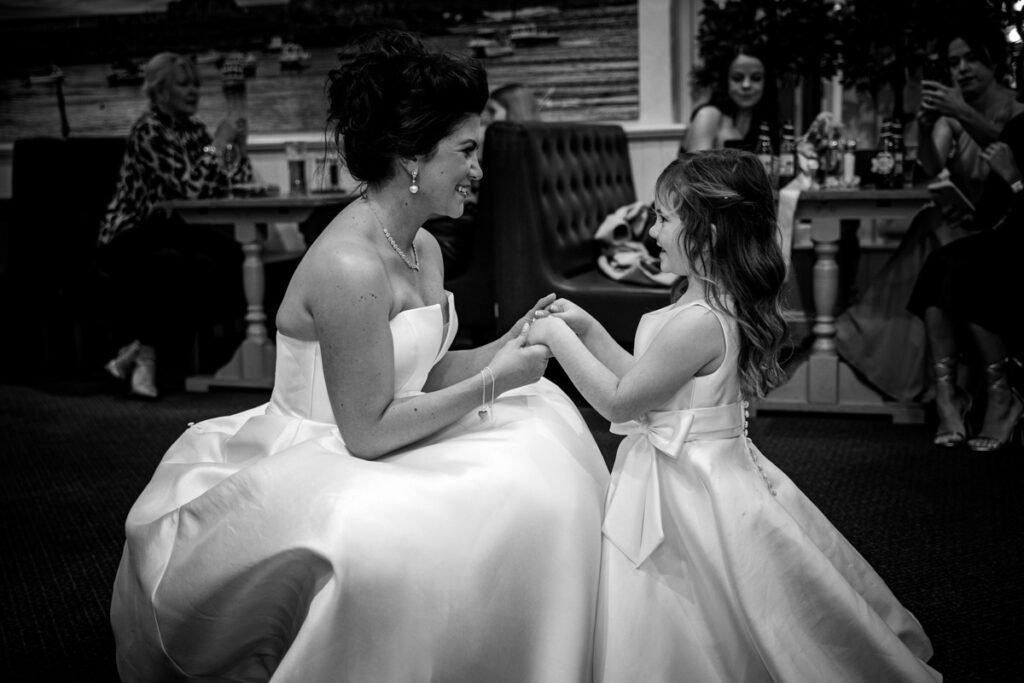 Bride and daughter wedding photograph in cornwall