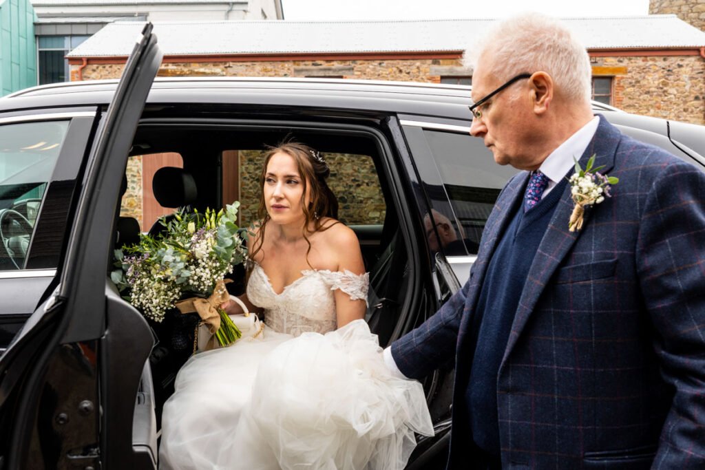 Bride arriving wedding photograph