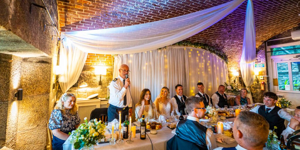 father of the bride's wedding speech at Polhawn Fort cornwall wedding venue