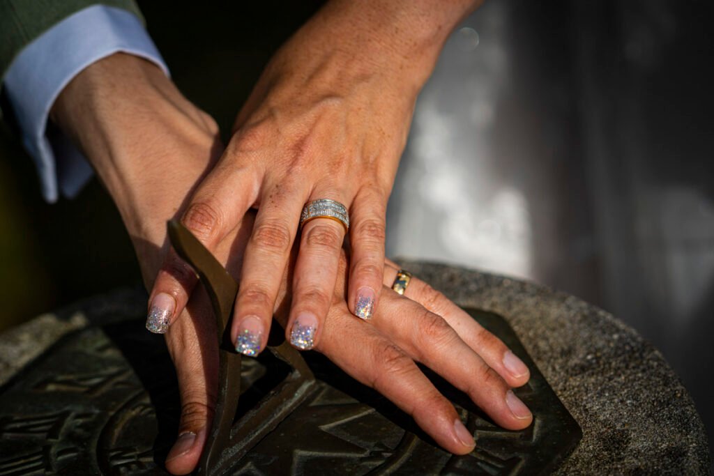 wedding rings pose