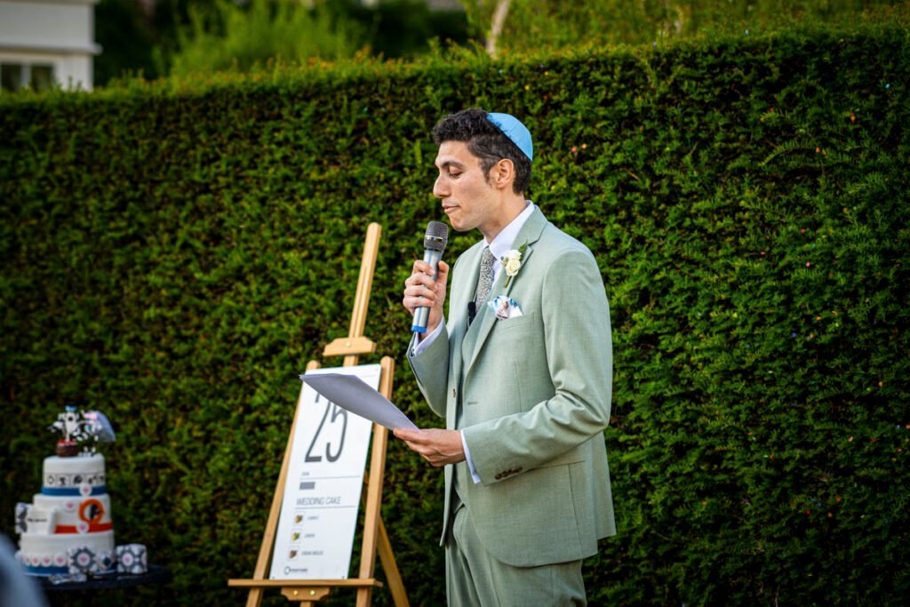 groom wedding speech outdoors