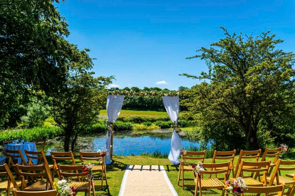 wedding ceremony overlooking the lake