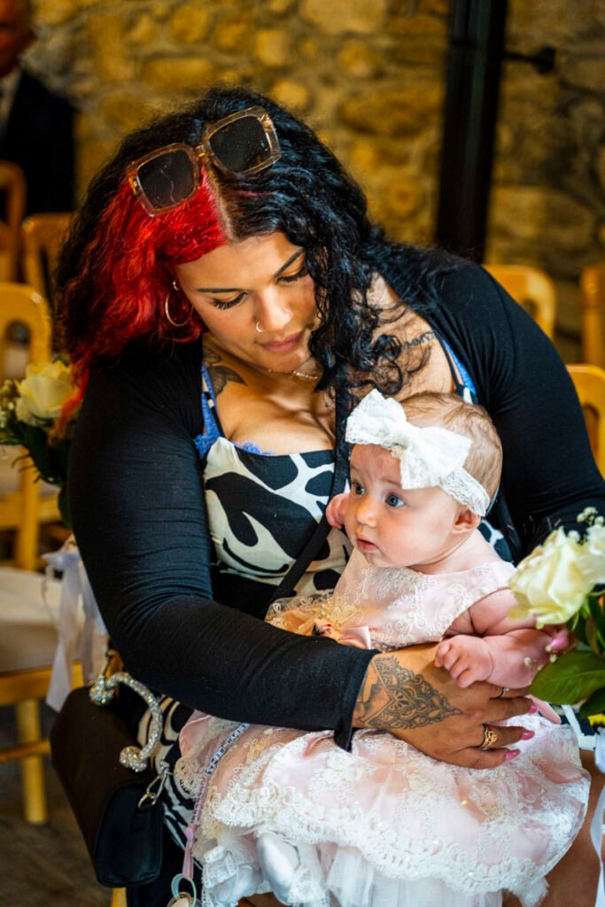 mother and baby at the wedding ceremony