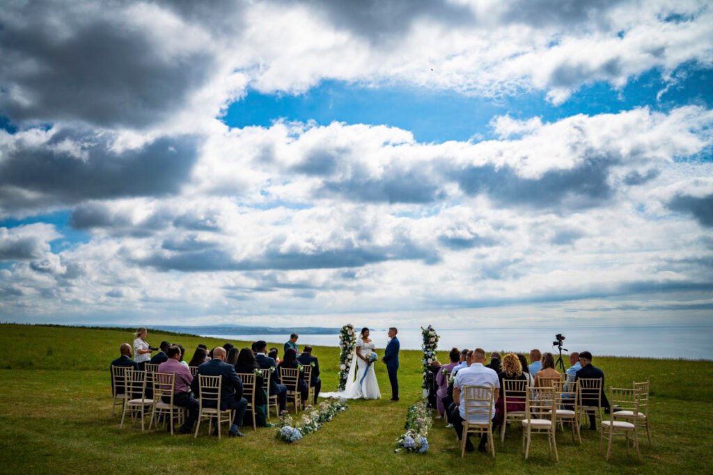 outdoor wedding ceremony coastal views