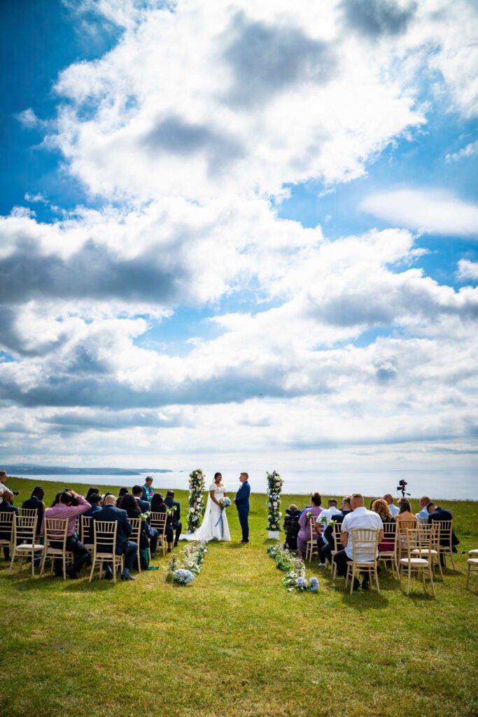 wedding ceremony outdoors coastal view