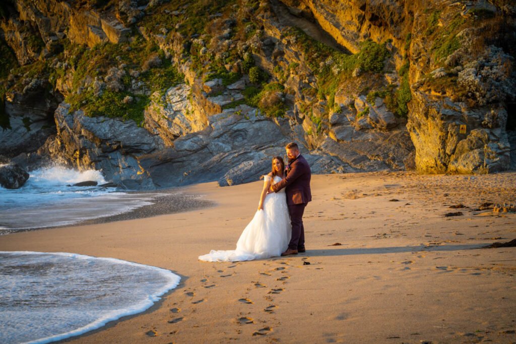 Bride and groom on the beach