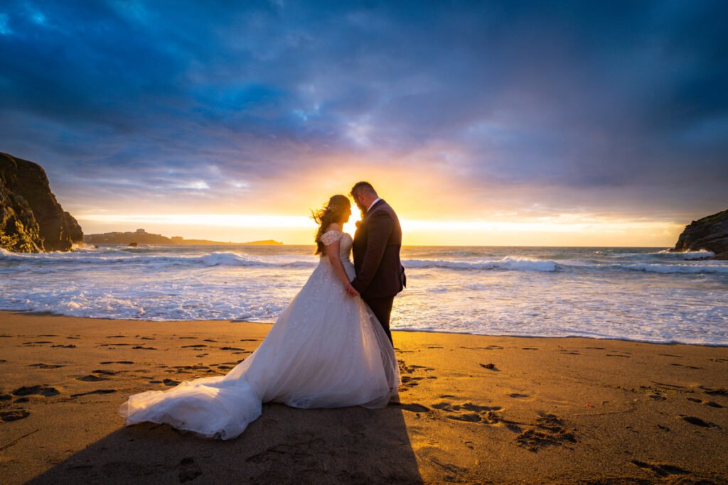 Bride and Groom sunset on the beach