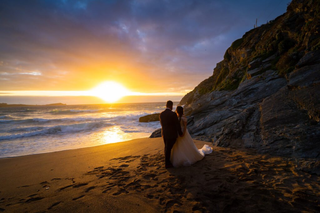 Bride and Groom sunset on the beach