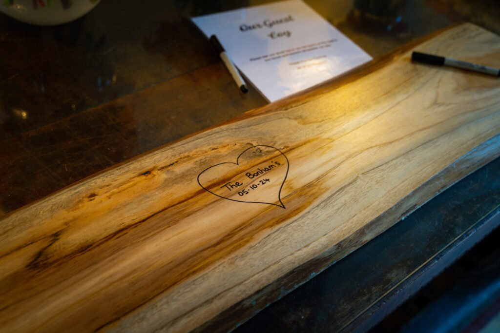 wedding log sign