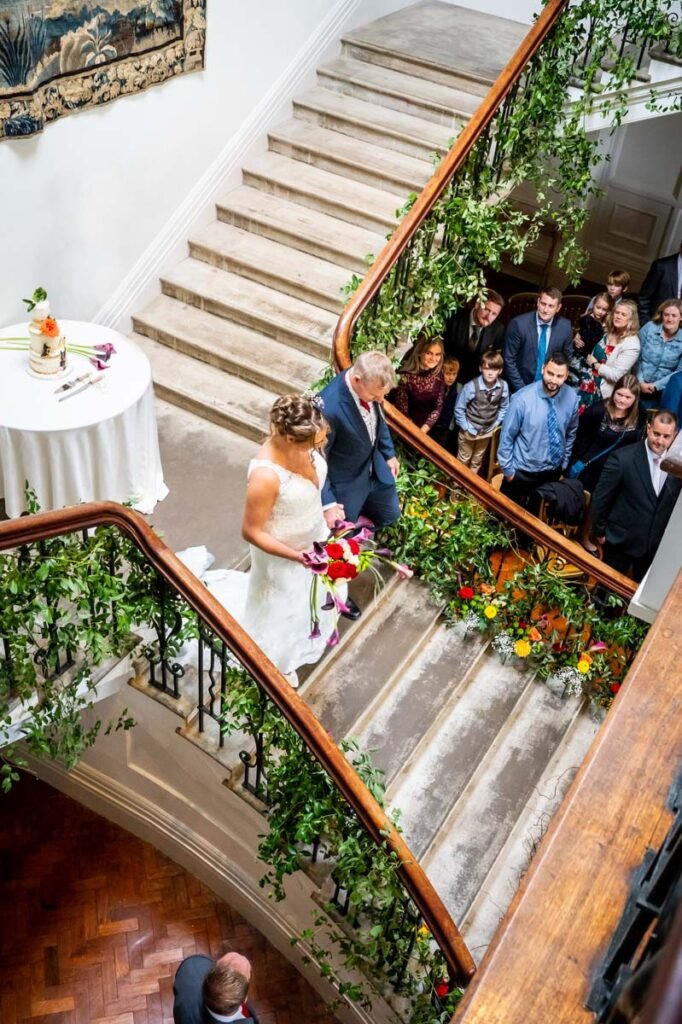 Bride arriving with her father