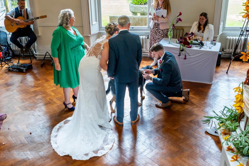 Bride and Groom during the wedding ceremony rings
