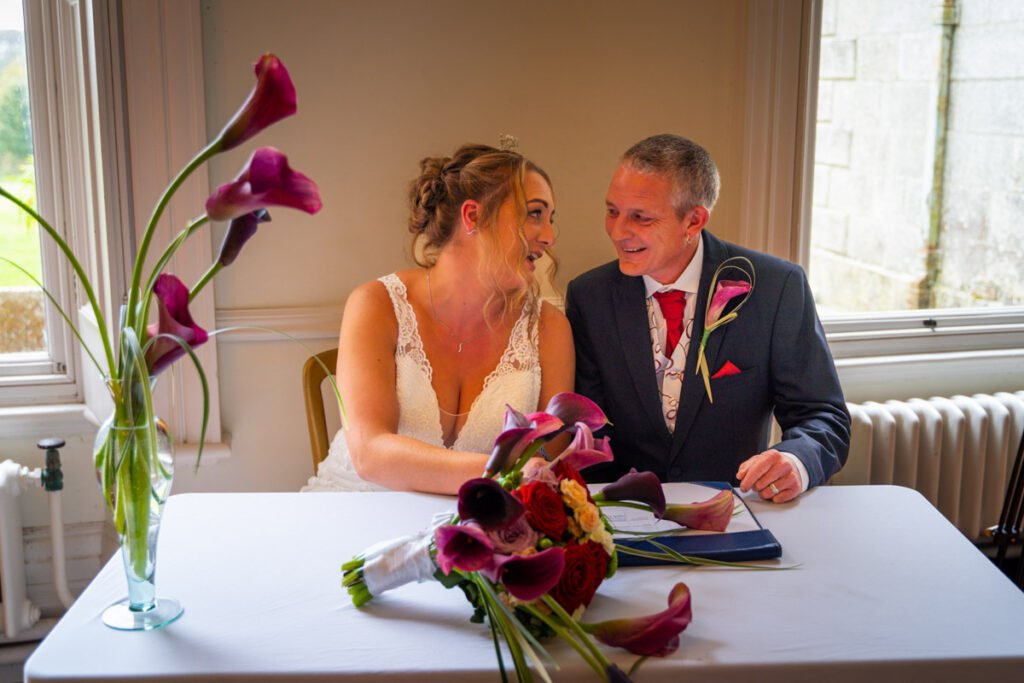 Bride and Groom during the wedding ceremony