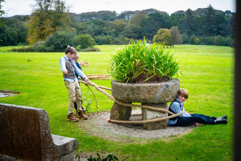 Children playing at a wedding