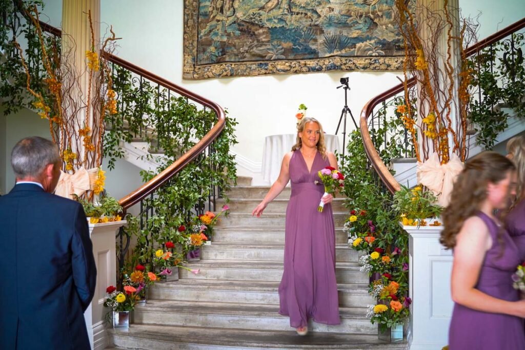 Bridesmaid walking down the aisle