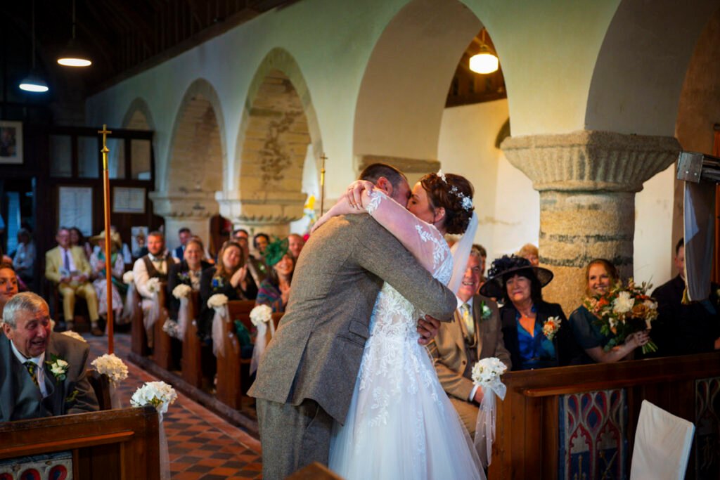 Bride and Groom 1st kiss during the ceremony