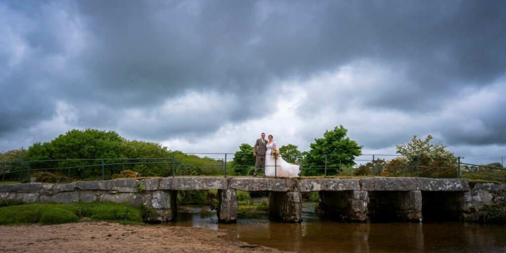 Bride and Groom on a bridge on the Moors