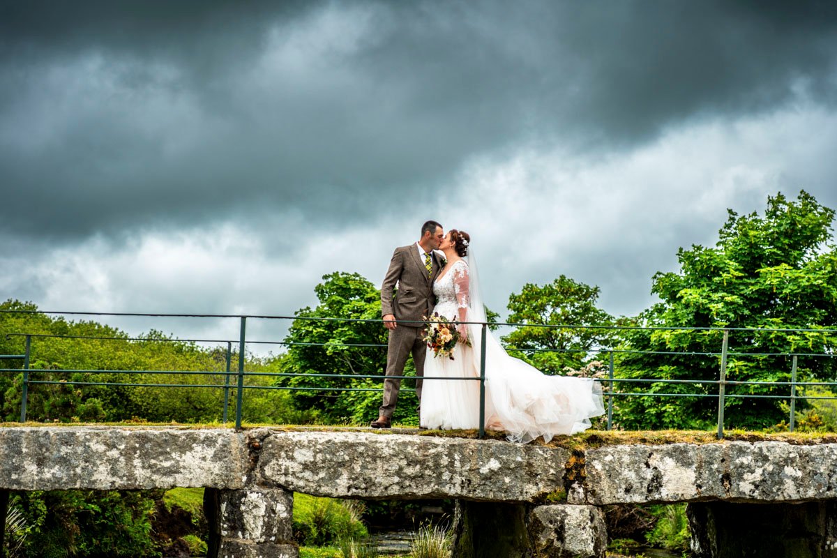 Bride and Groom on a bridge on the Moors