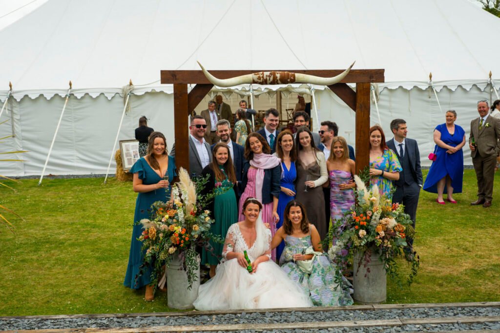 Group shot Bride with friends