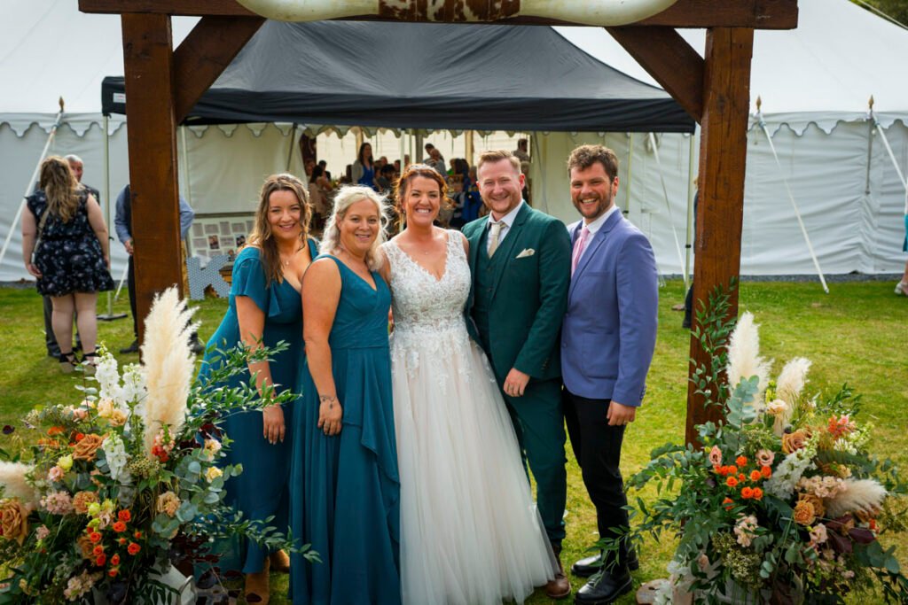 Bride with wedding guests