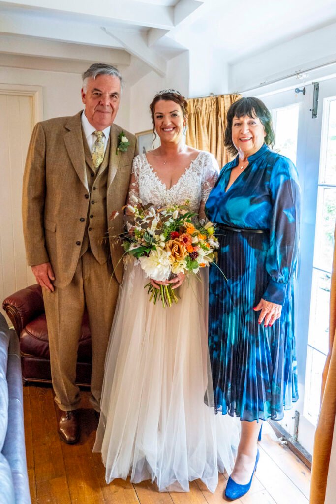 Bride with her parents