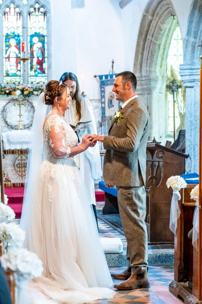 Bride and Groom exchanging rings